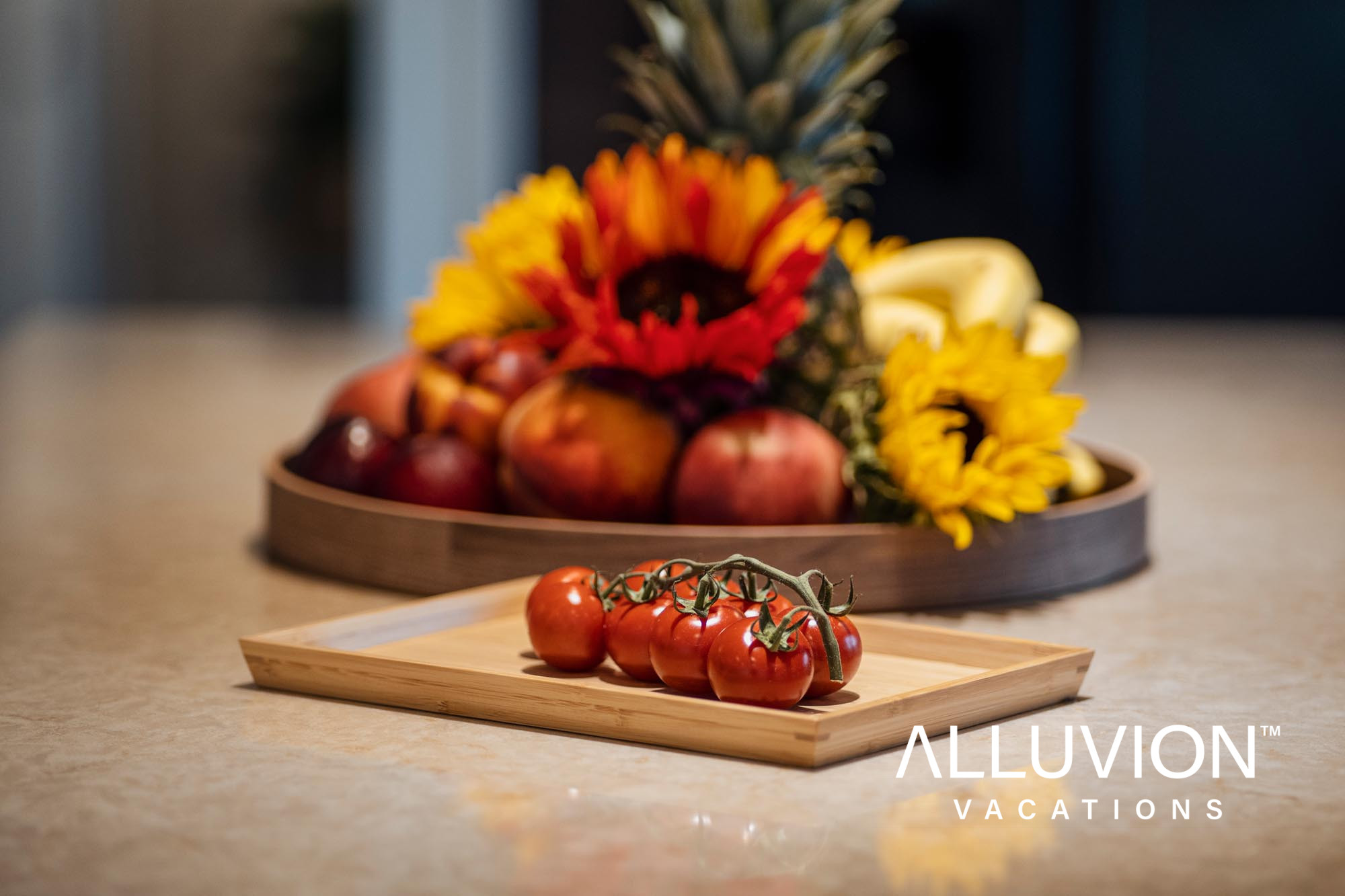 Luxury Airbnb Experience Upgrades at the Alluvion Vacation Properties – Fruit Basket – Fresh Local Veggie Basket – Skincare Basket – Spa Basket