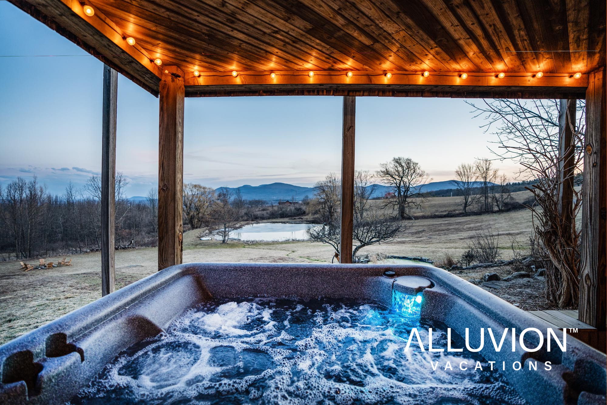Catskill Mountain Haven: Panoramic Views, Private Pond & Hot Tub – The Ultimate Luxury Retreat – Discover the perfect balance of relaxation and adventure in the heart of the Catskills – The Best Airbnb Listings in the Hudson Valley and Catskills – Presented by Alluvion Vacations