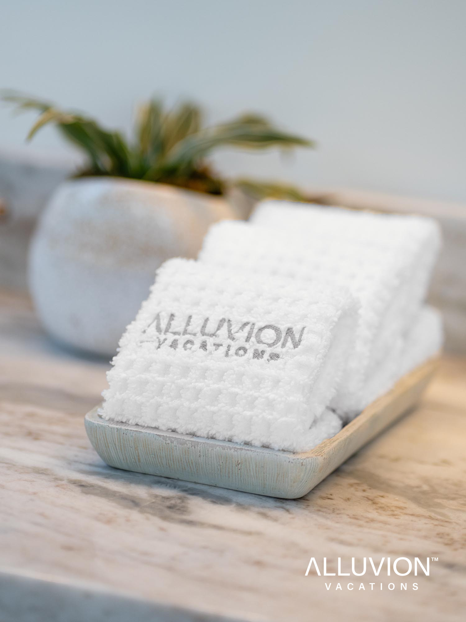 Discover the Ultimate Comfort of Experiential Hospitality with Alluvion Vacations' Signature Linen Service and Soft Waffle Towels!